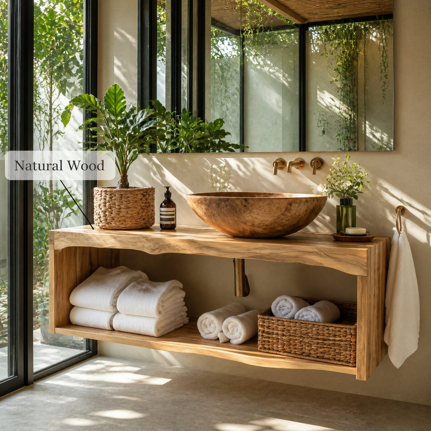 Rustic Live Edge Vanity For Bathroom Remodeling Decor - product view 5