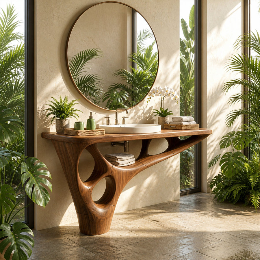 Rustic Organic Bathroom Vanity For Powder Room