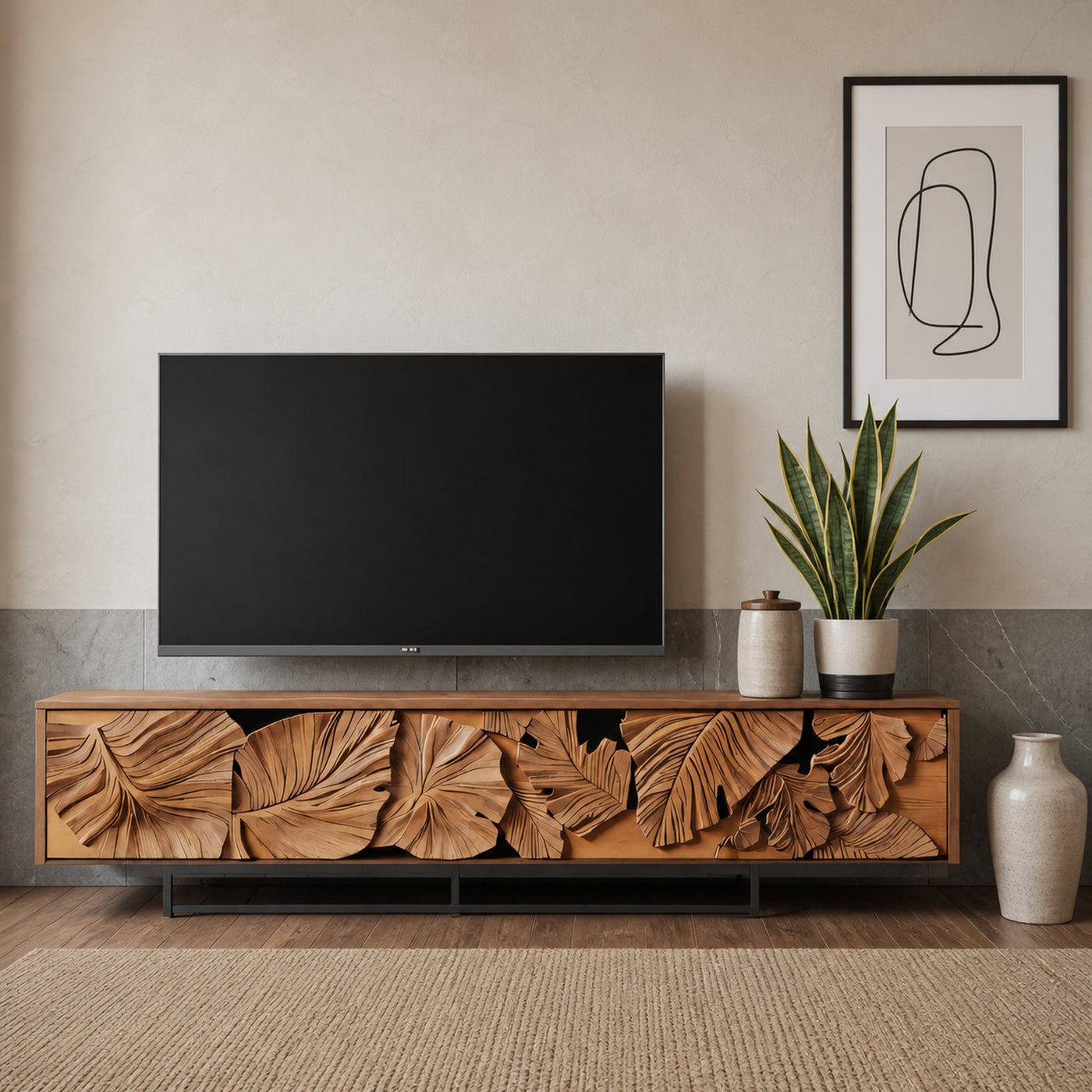 Rustic TV Cabinet For Farmhouse Living Room - product view 3