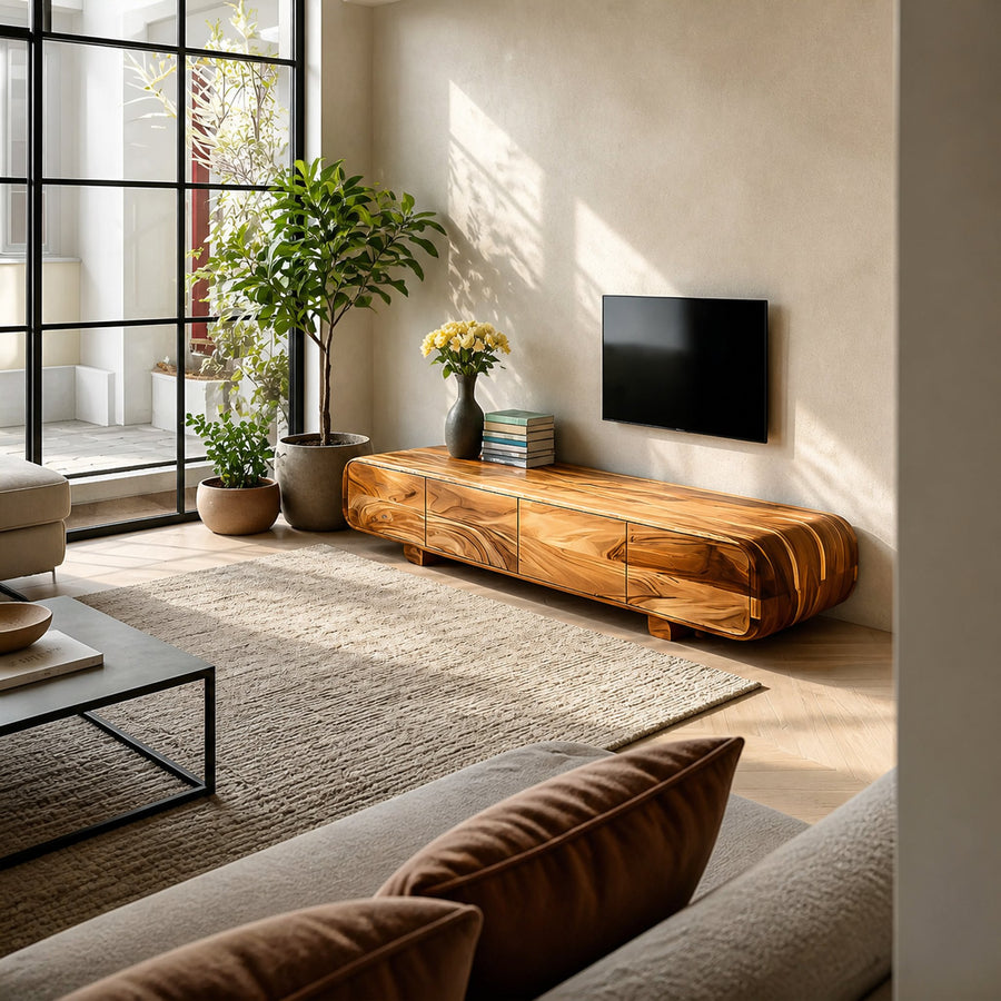 Rustic TV Cabinet With Natural Finishes For Living Room