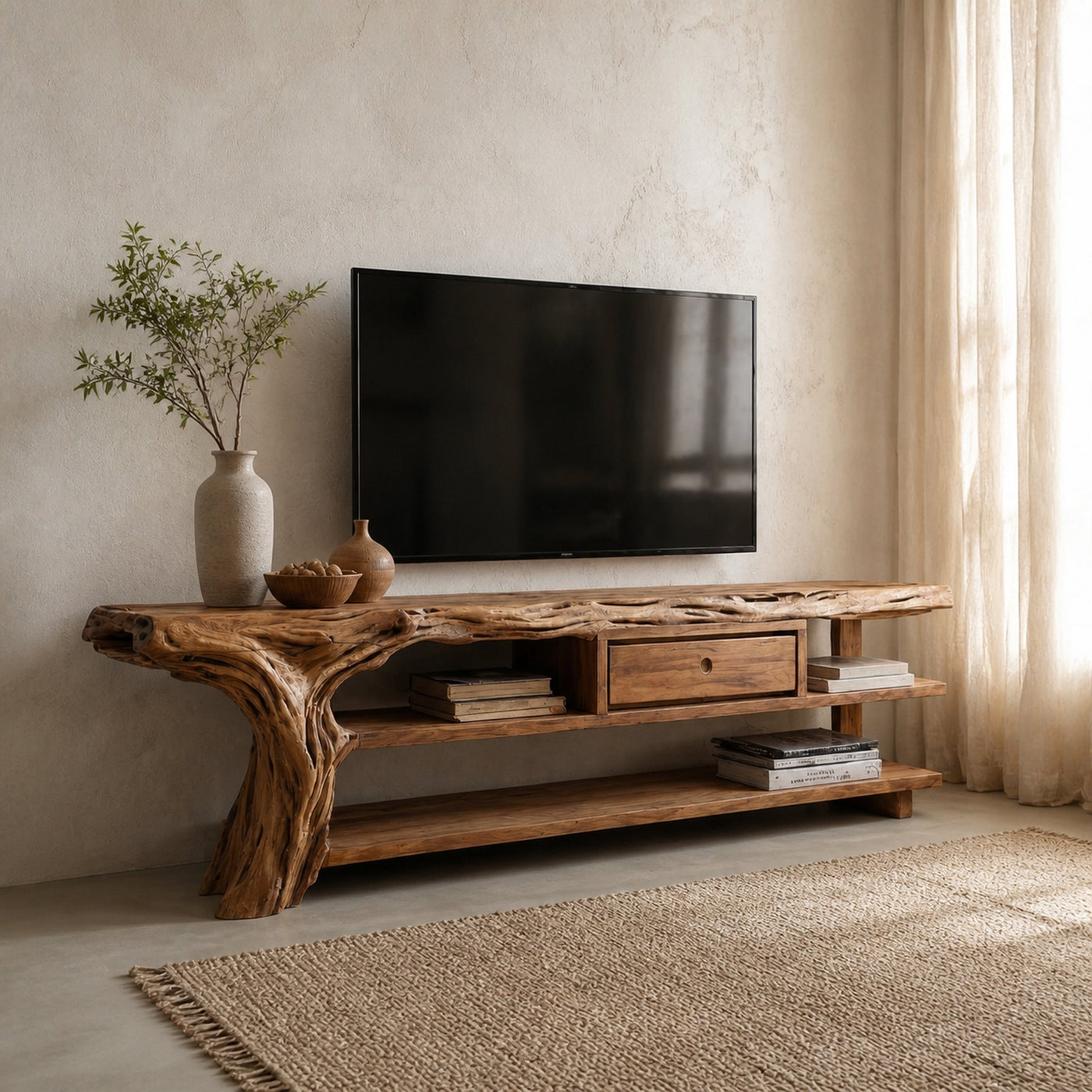 Rustic TV Stand Console For Living Room And Family Area