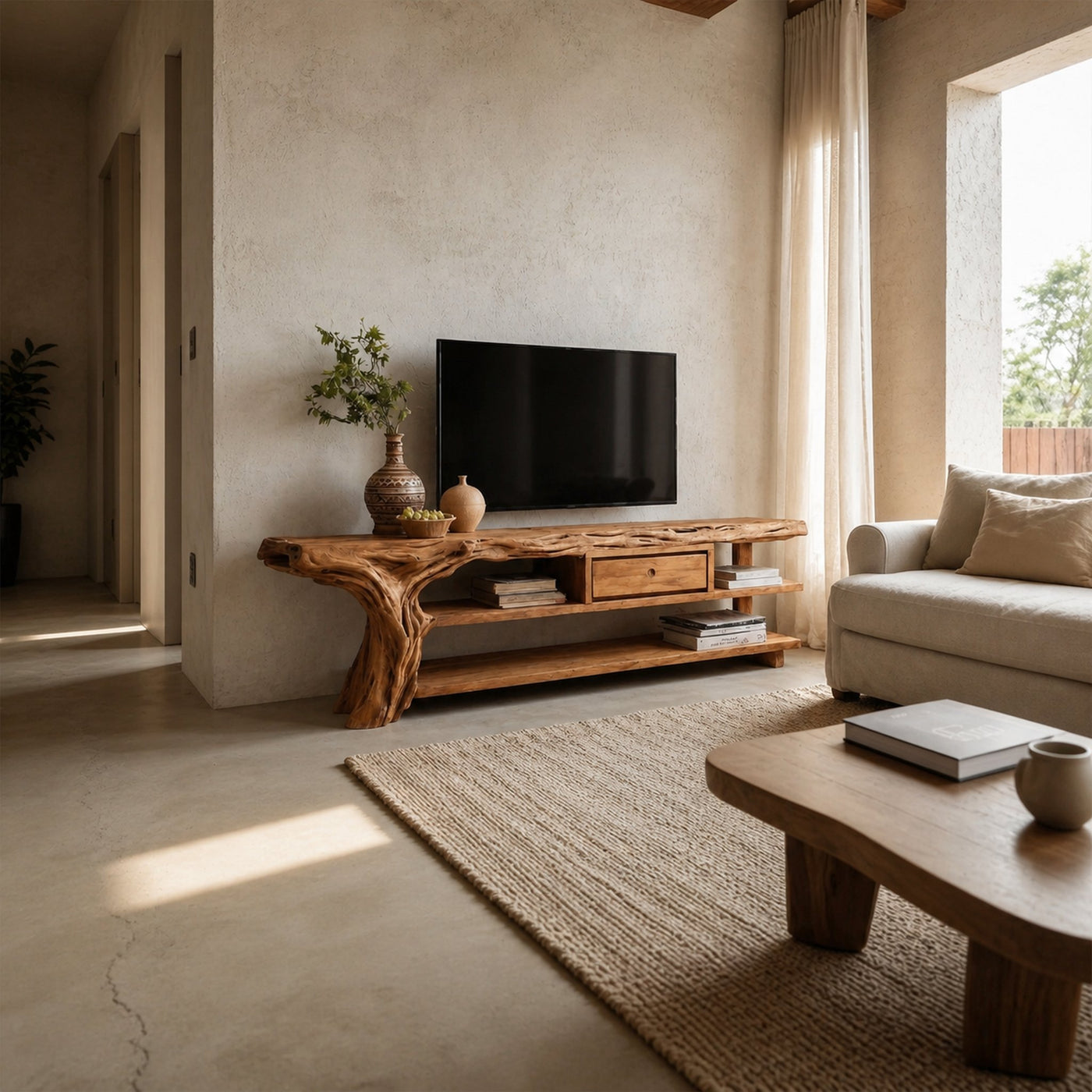Rustic TV Stand Console For Living Room And Family Area - product view 2