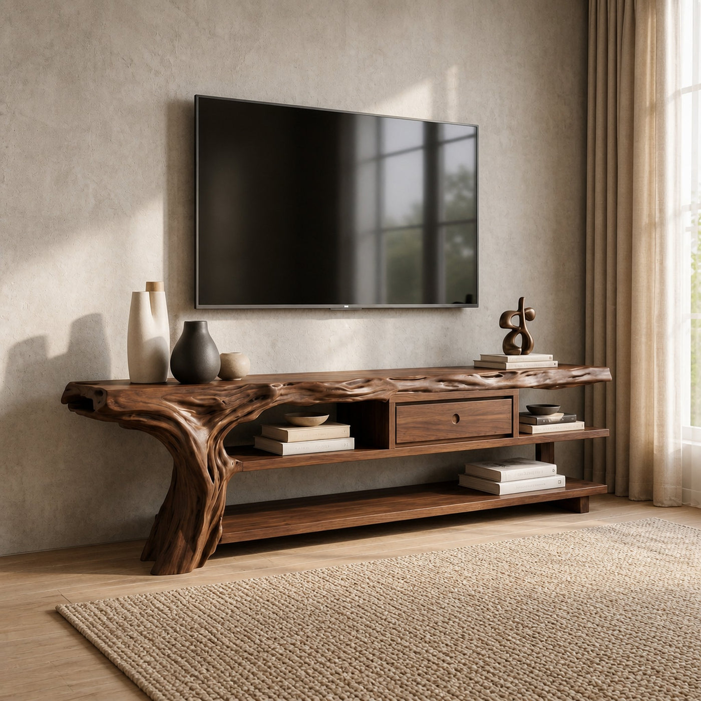 Rustic TV Stand Console For Living Room And Family Area - product view 7