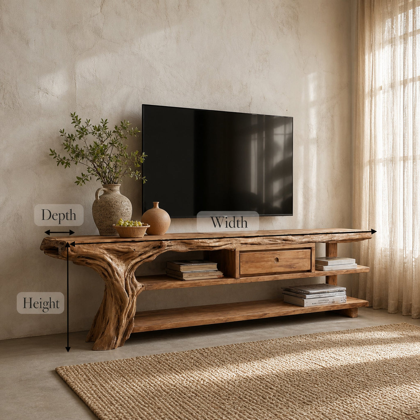 Rustic TV Stand Console For Living Room And Family Area - product view 8