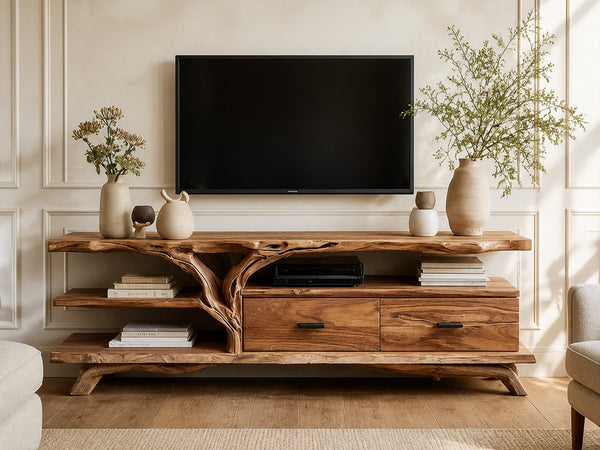 Riverline Polaris Live Edge TV Stand with Branch Legs