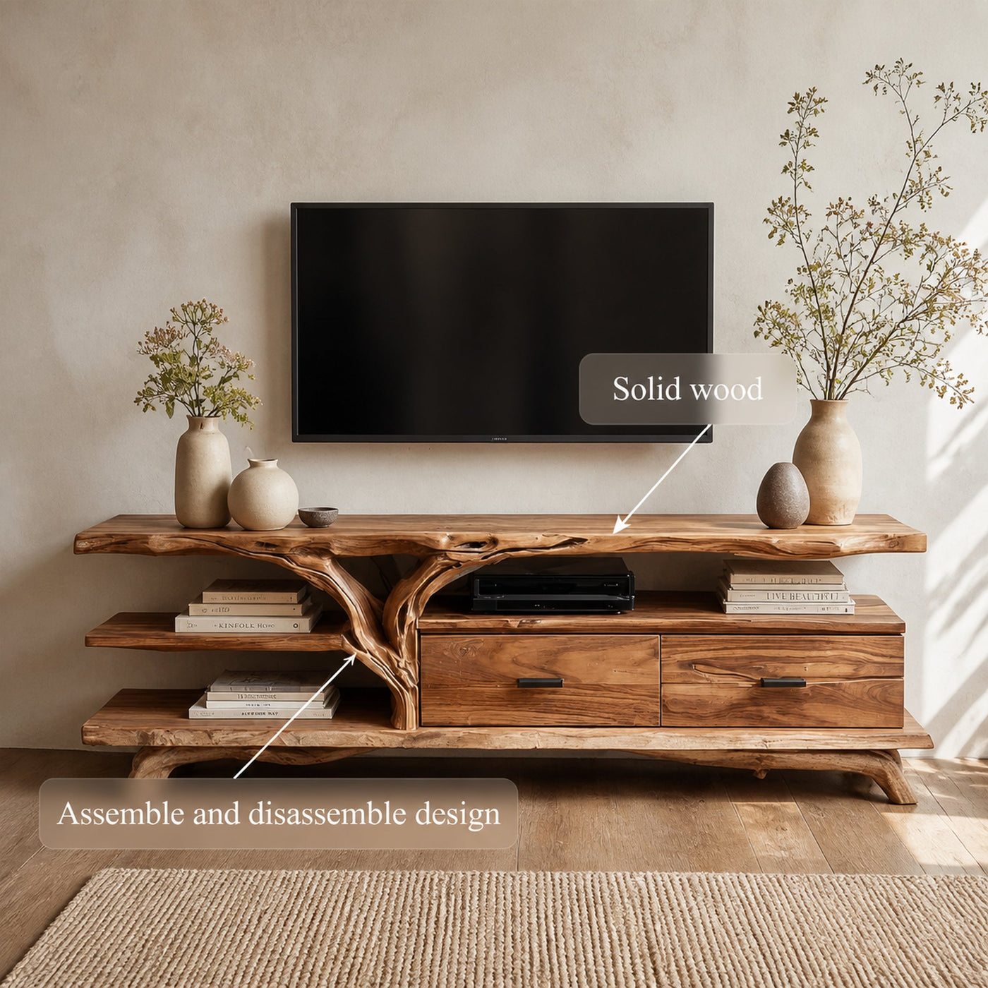 Rustic TV Storage Console For Living Room And Media Space - product view 3