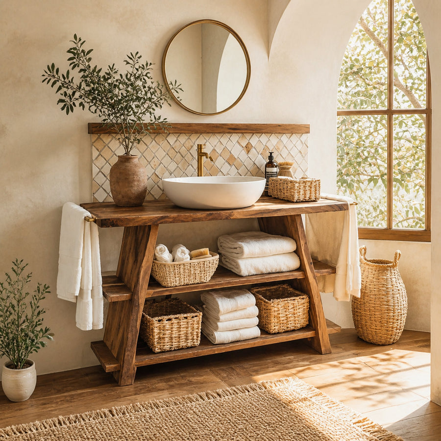 Rustic Vanity With Drawer For Compact Bathroom Spaces