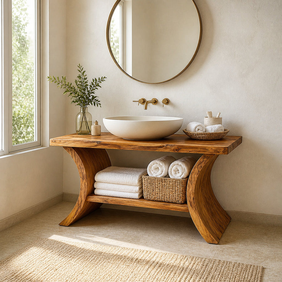 Rustic Wood Bathroom Vanity Table Cozy Bathroom Interior