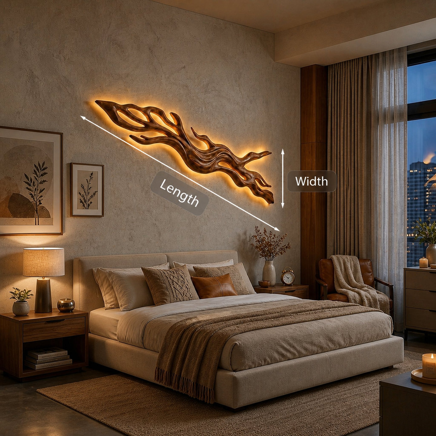 Rustic Wood Wall Light With Undulating Shape For Bedroom Decor - product view 8