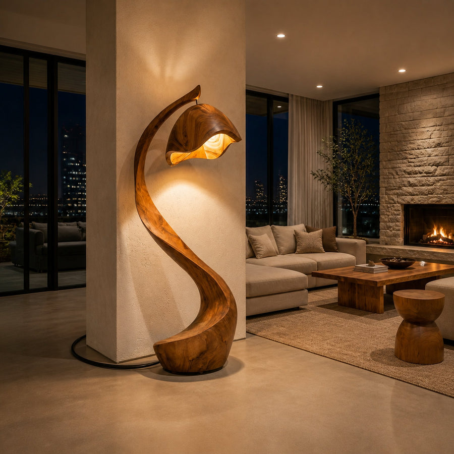 Rustic Wooden Floor Lamp Statement Design For Home Decor