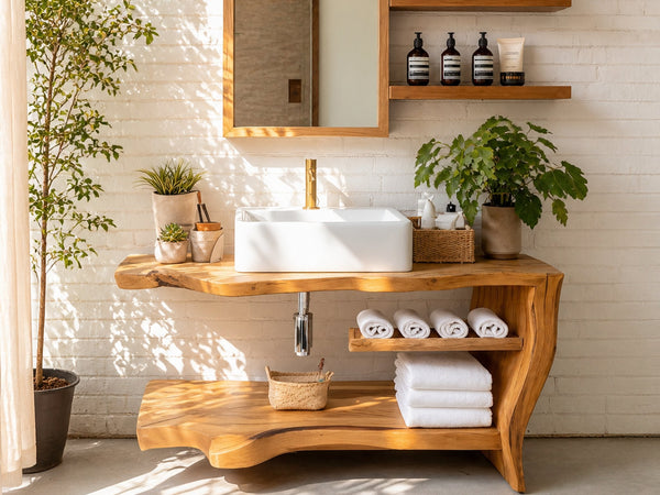 Driftform Southfork Live Edge Bathroom Vanity with Curved Base