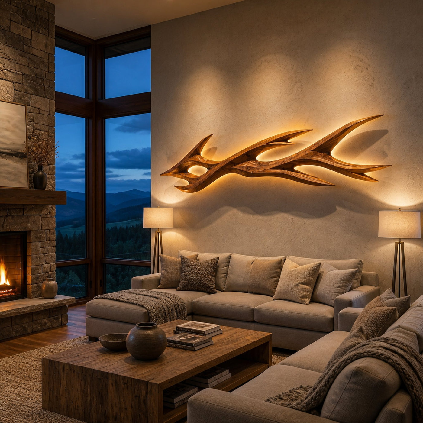 Rustic Wooden Wall Mounted Light With Branch Form For Bedroom - product view 6