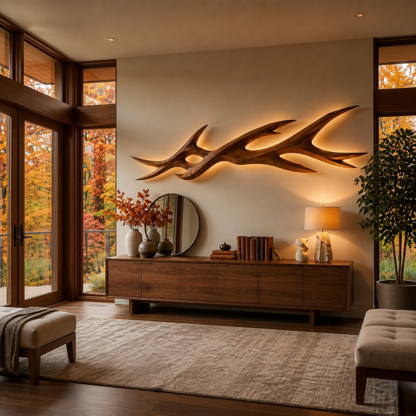Rustic Wooden Wall Mounted Light With Branch Form For Bedroom - product view 7