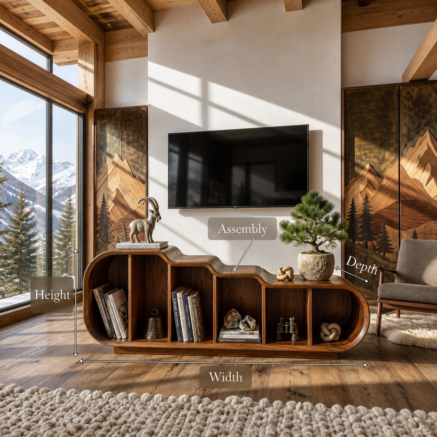 Scandinavian Linear TV Console For Media Lounge Interior - product view 8