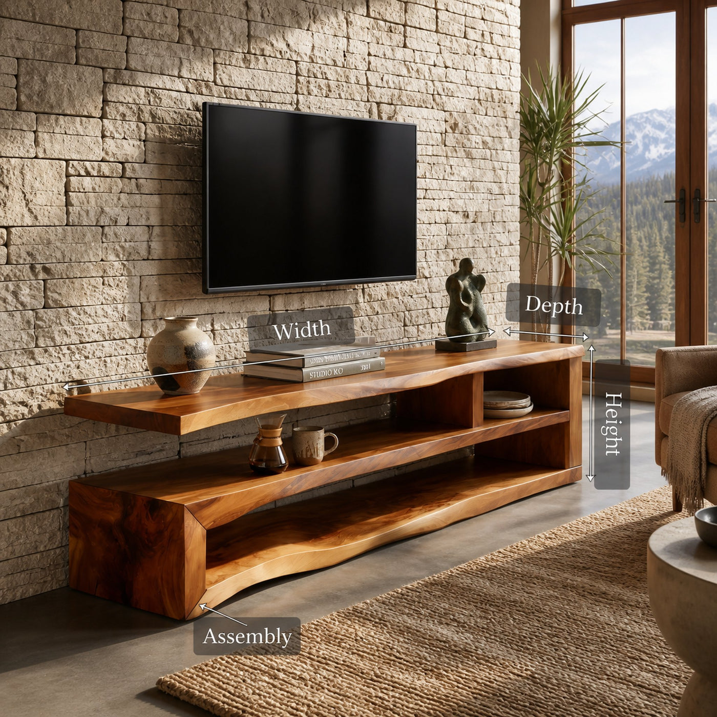 Scandinavian Minimal TV Stand For Studio Interior - product view 8