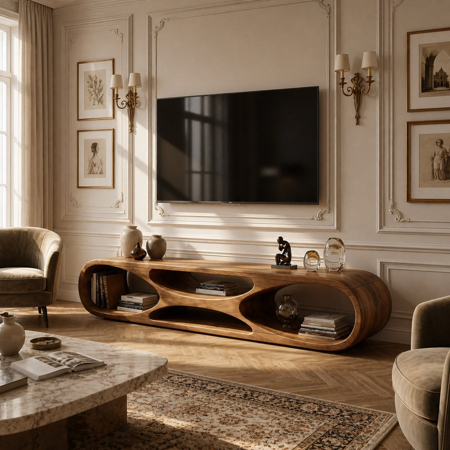 Scandinavian Rounded TV Stand For Media Space