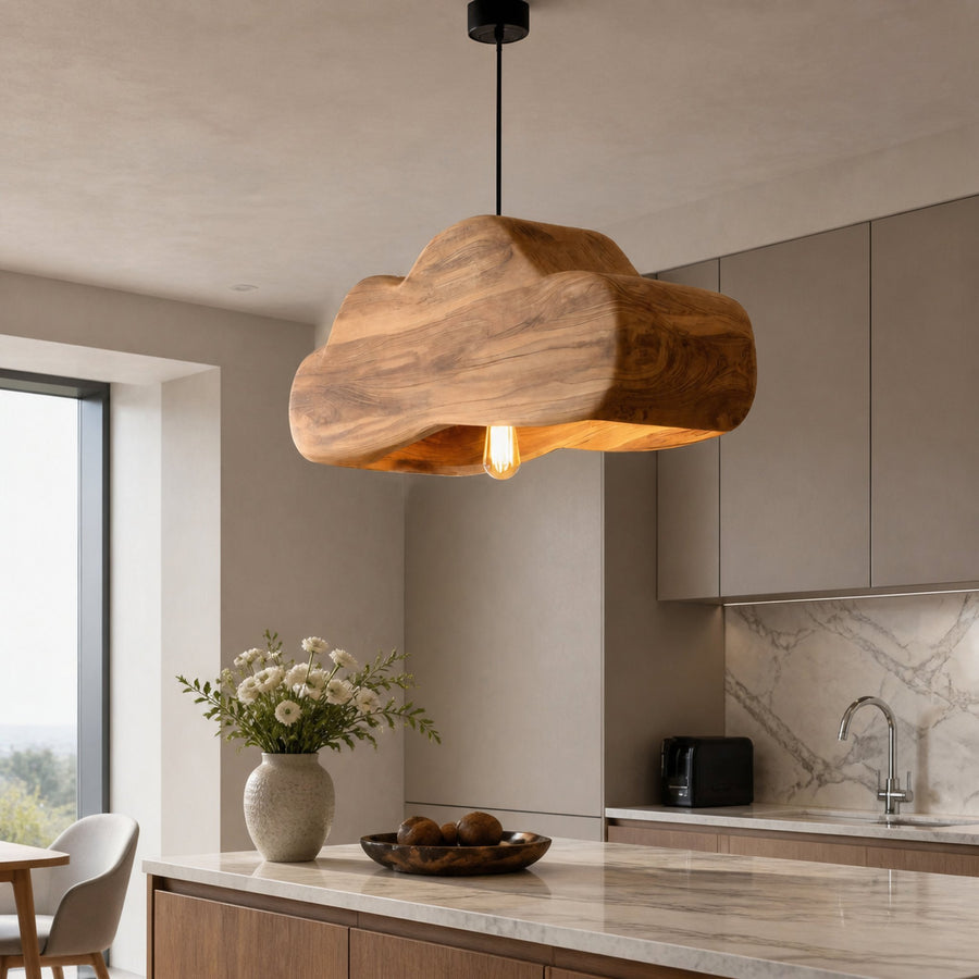 Scandinavian Wooden Pendant Light For Contemporary Kitchen Island