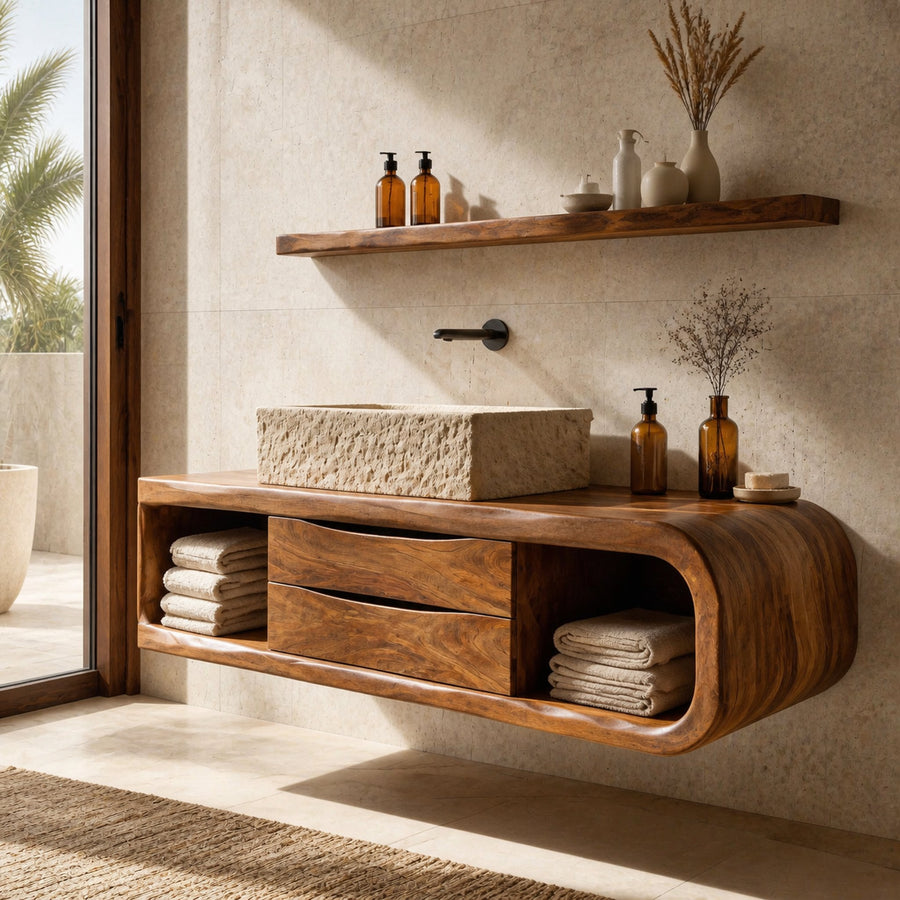 Sculptural Wall Mounted Bathroom Vanity For Bathroom Interior