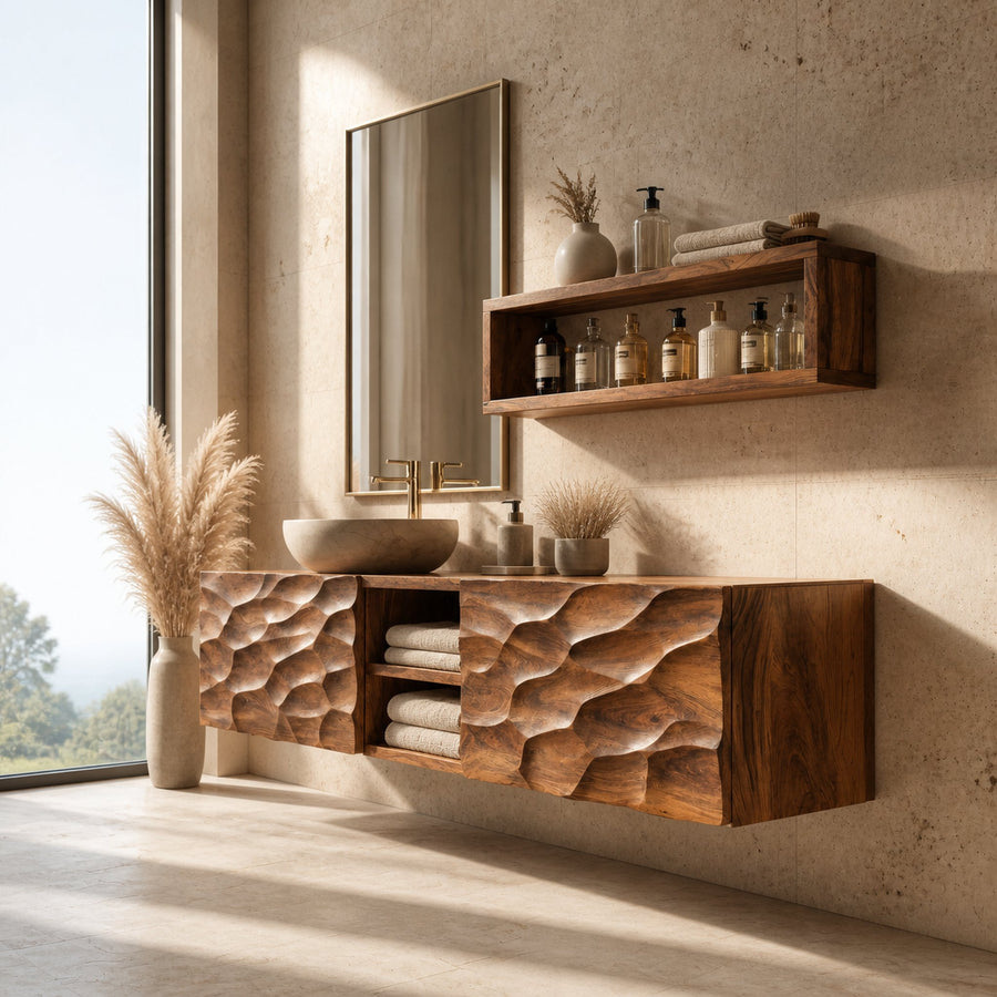 Sculptural Wall Mounted Bathroom Vanity For Bathroom Space