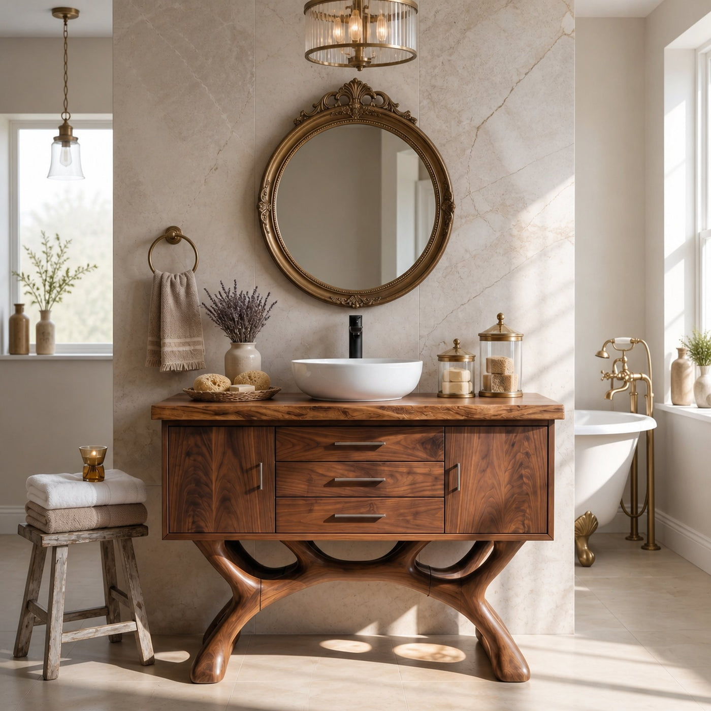Tropical Wood Vanity Cabinet For Resort Bathroom - product view 3