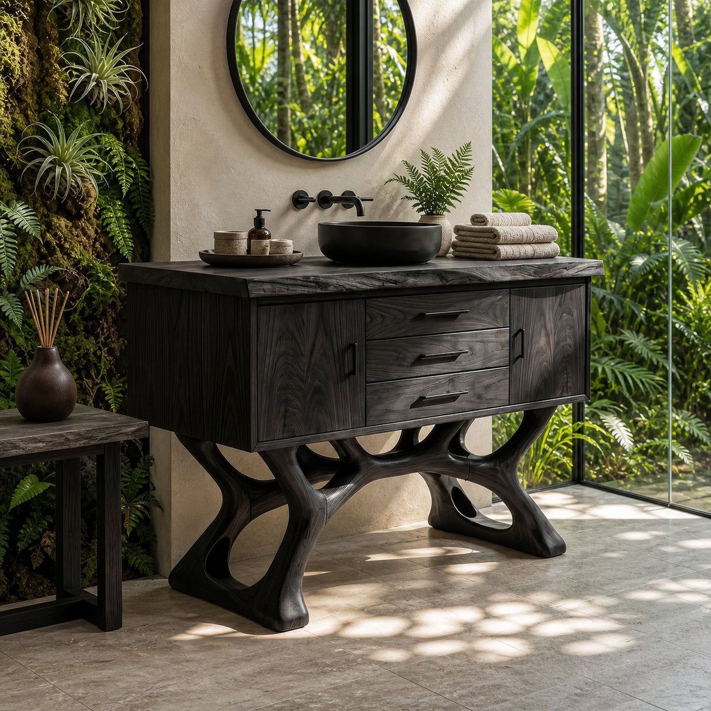 Tropical Wood Vanity Cabinet For Resort Bathroom - product view 4