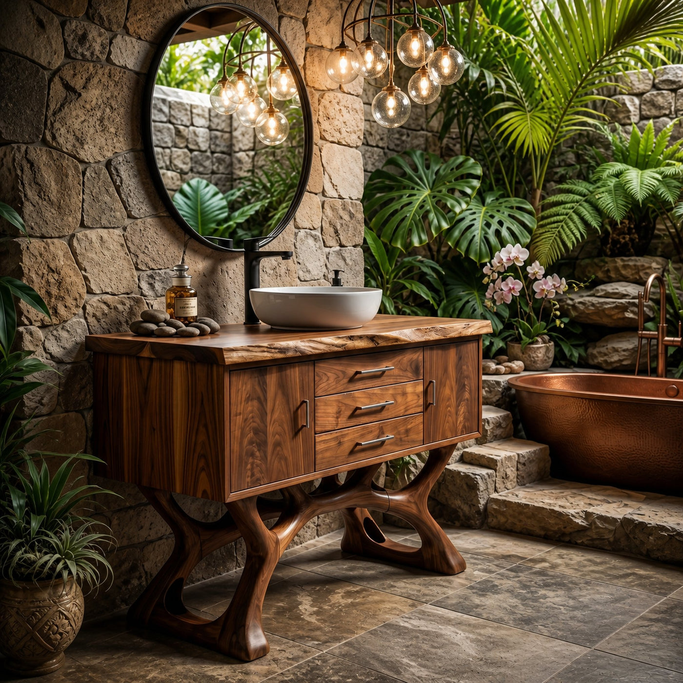 Tropical Wood Vanity Cabinet For Resort Bathroom - product view 6