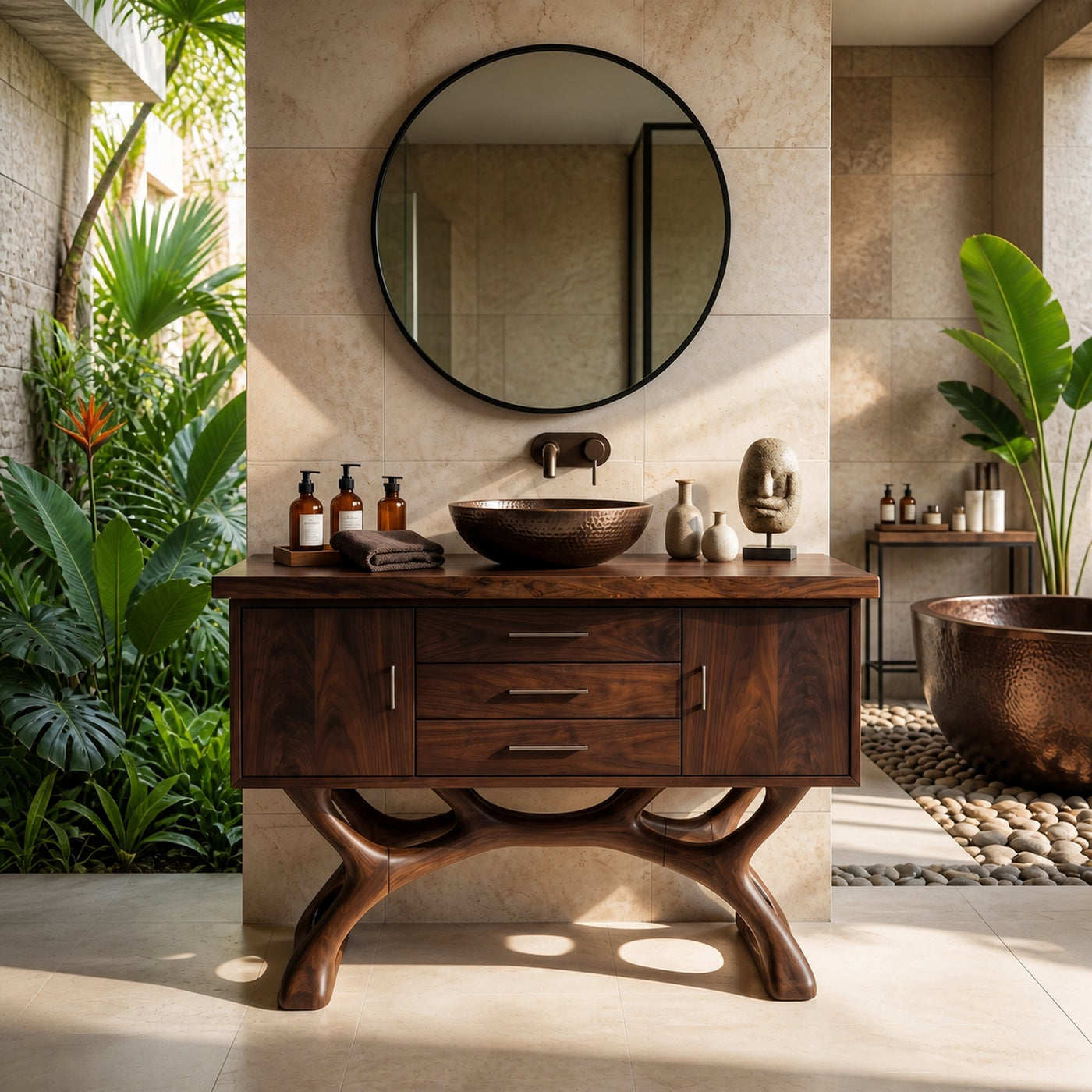 Tropical Wood Vanity Cabinet For Resort Bathroom - product view 7