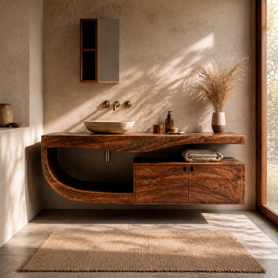 Wall Mounted Bathroom Vanity Wooden Vanity With Storage For Bathroom