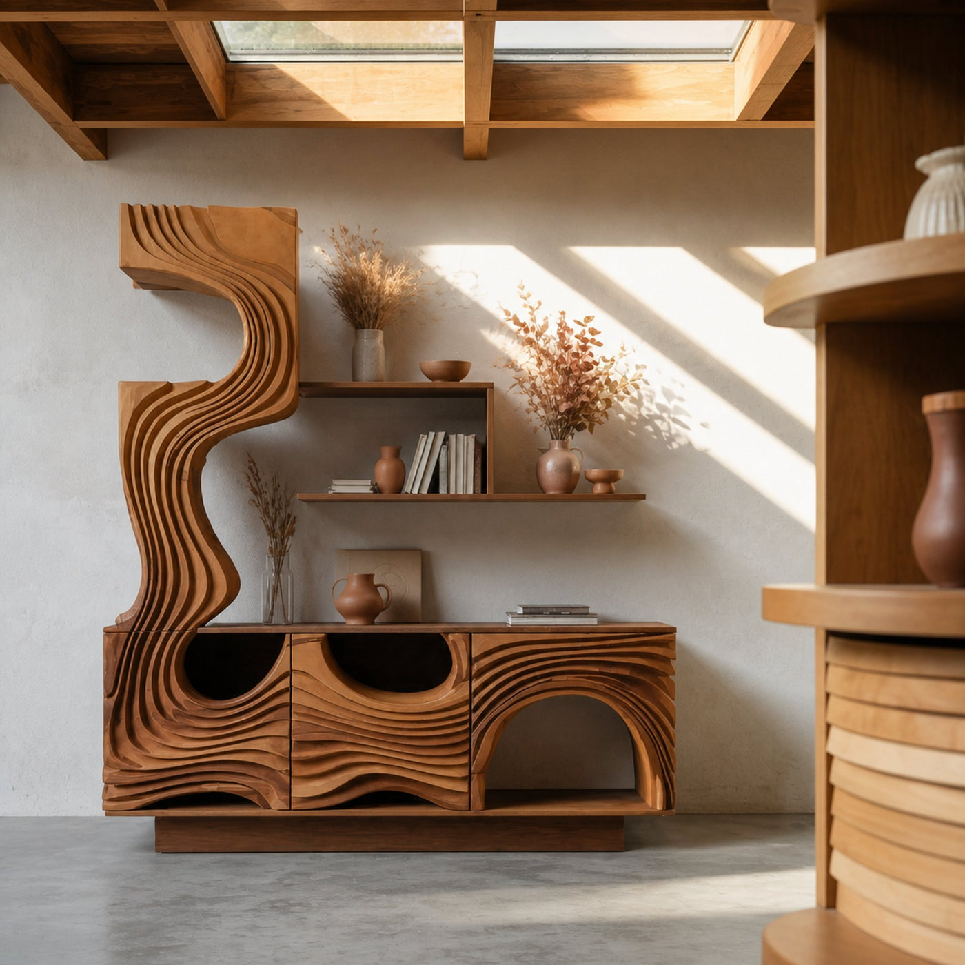Wavy Sculptural TV Console Media Cabinet For Living Room And Lounge - product view 3