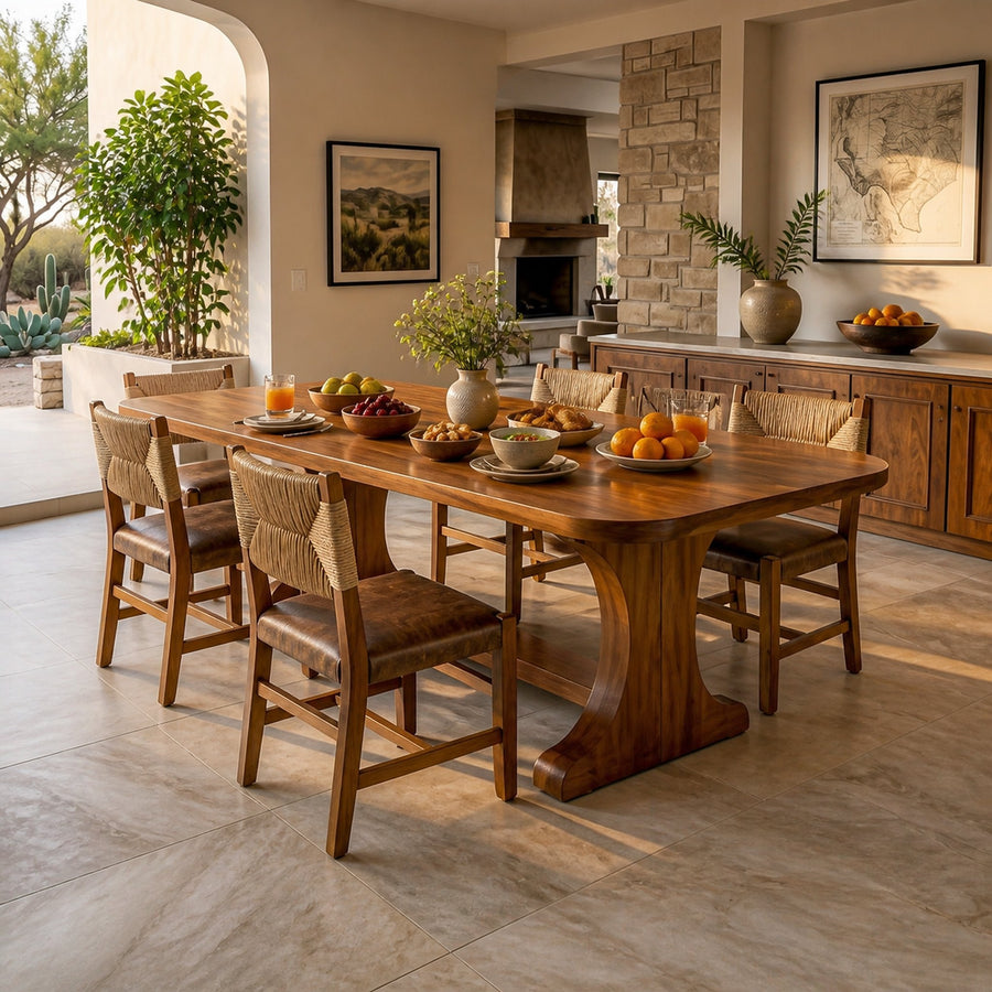 Wooden Dining Table With Farmhouse Style For Dining Room