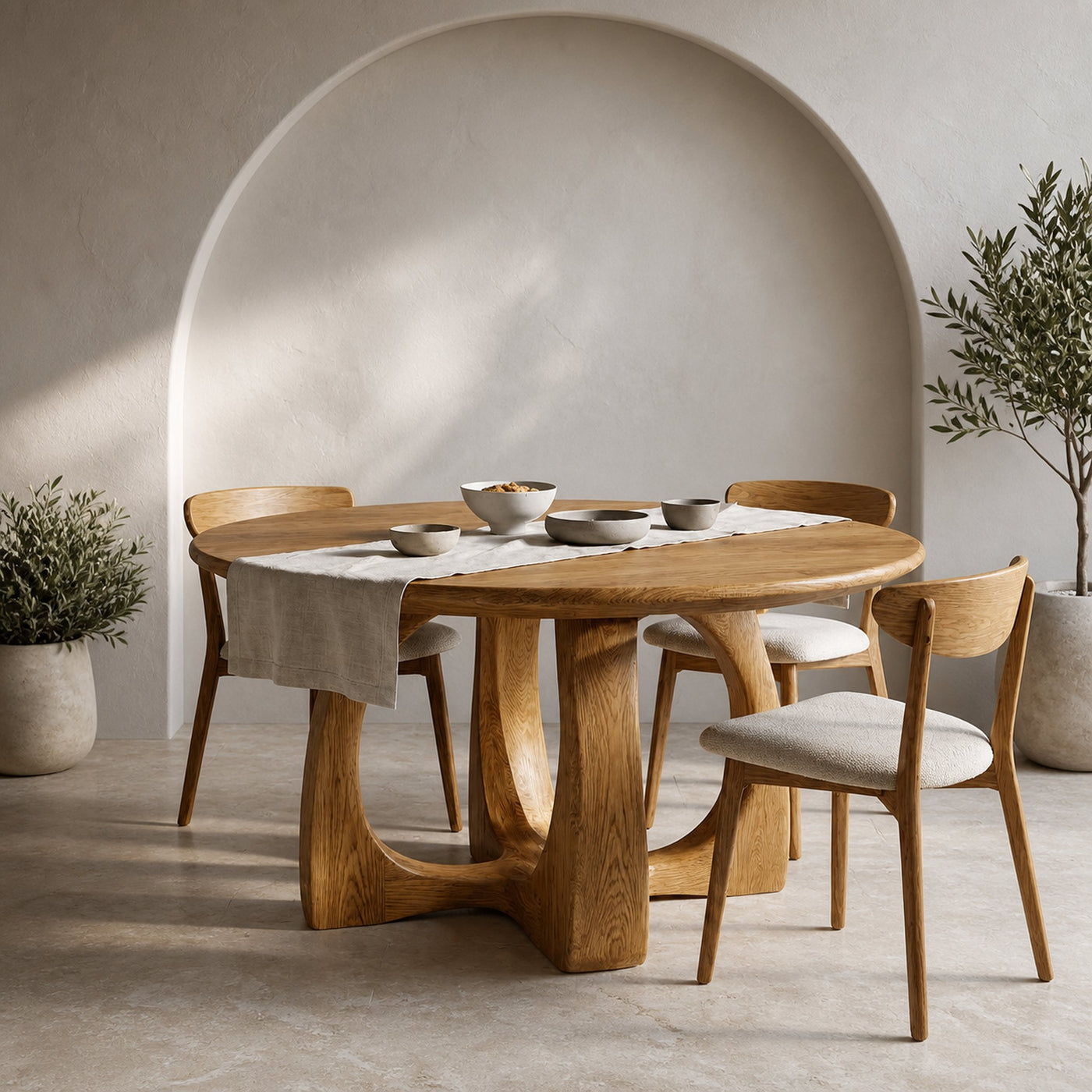 Wooden Round Dining Table With Artistic Base For Dining Room - product view 5