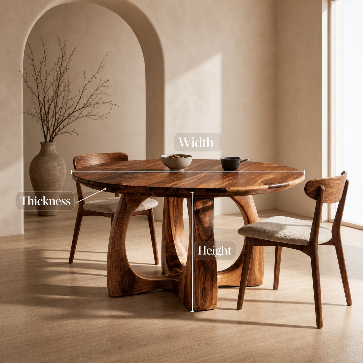 Wooden Round Dining Table With Artistic Base For Dining Room - product view 8