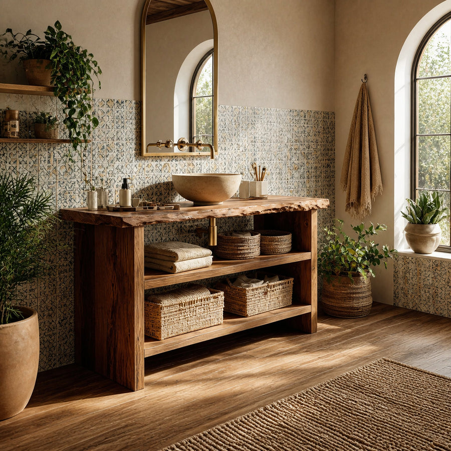 Wooden Vanity Mid Century Style For Bathroom Makeover