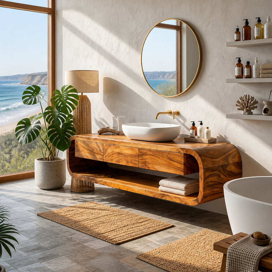 Wooden Wall Mounted Bathroom Vanity For Modern Bathroom Decor