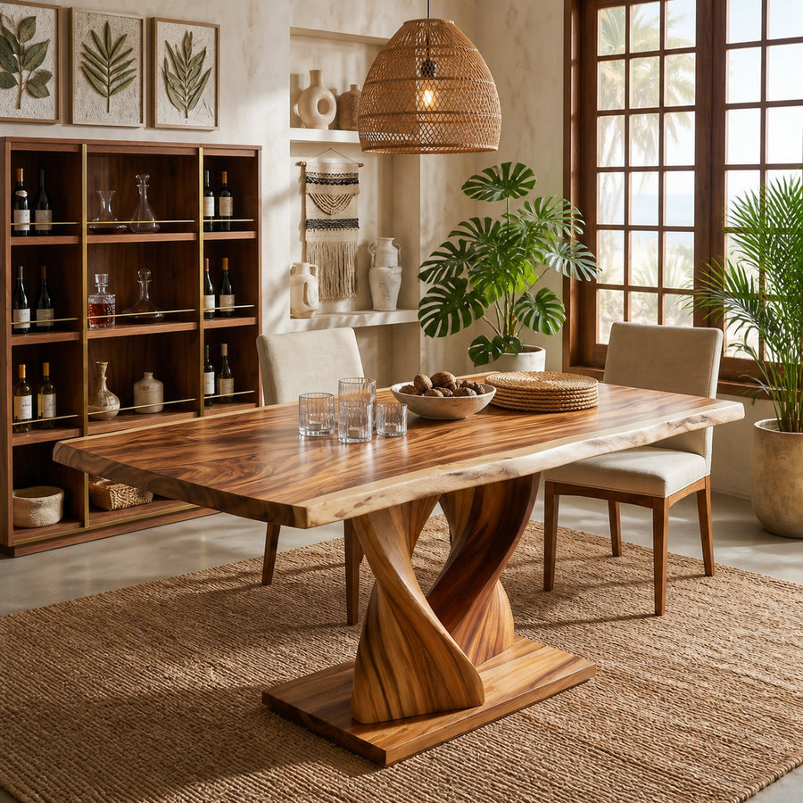 Boho Rectangular Feast Table For Coastal Dining Room