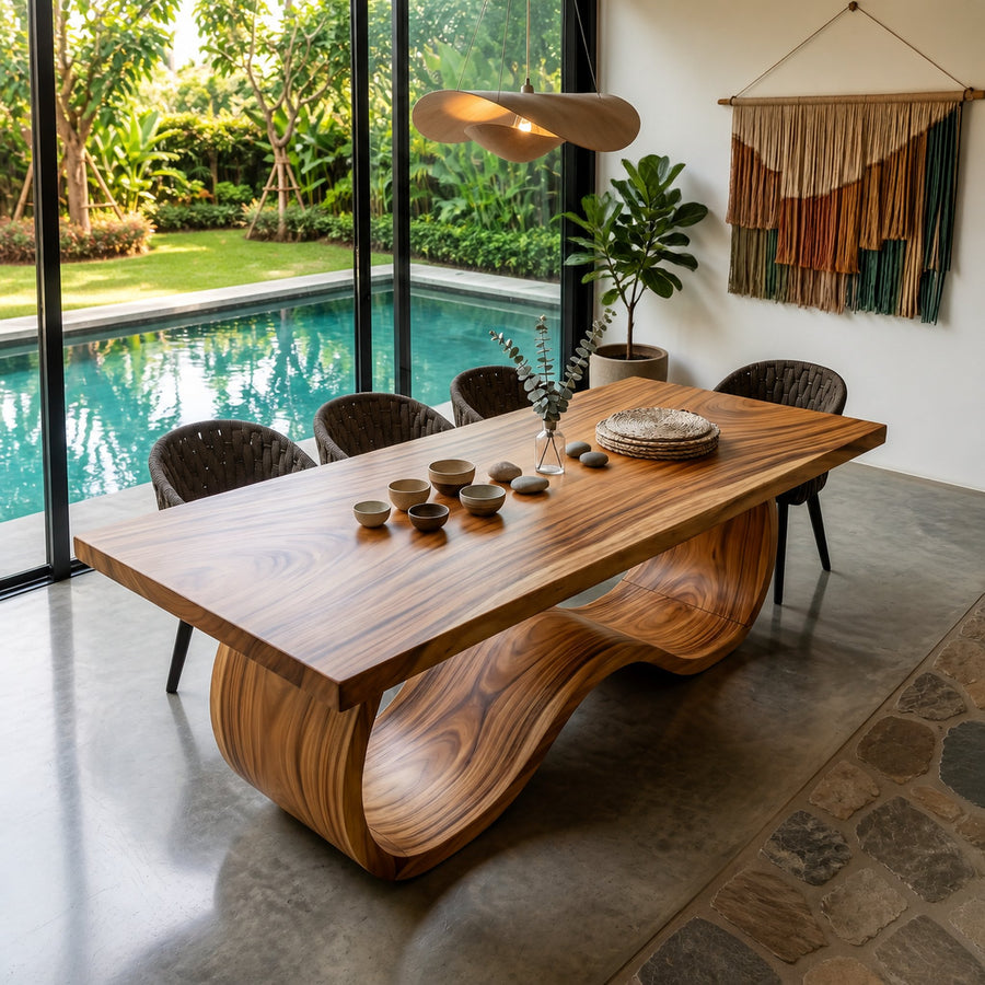 Boho Statement Table For Indoor Pool Dining Area
