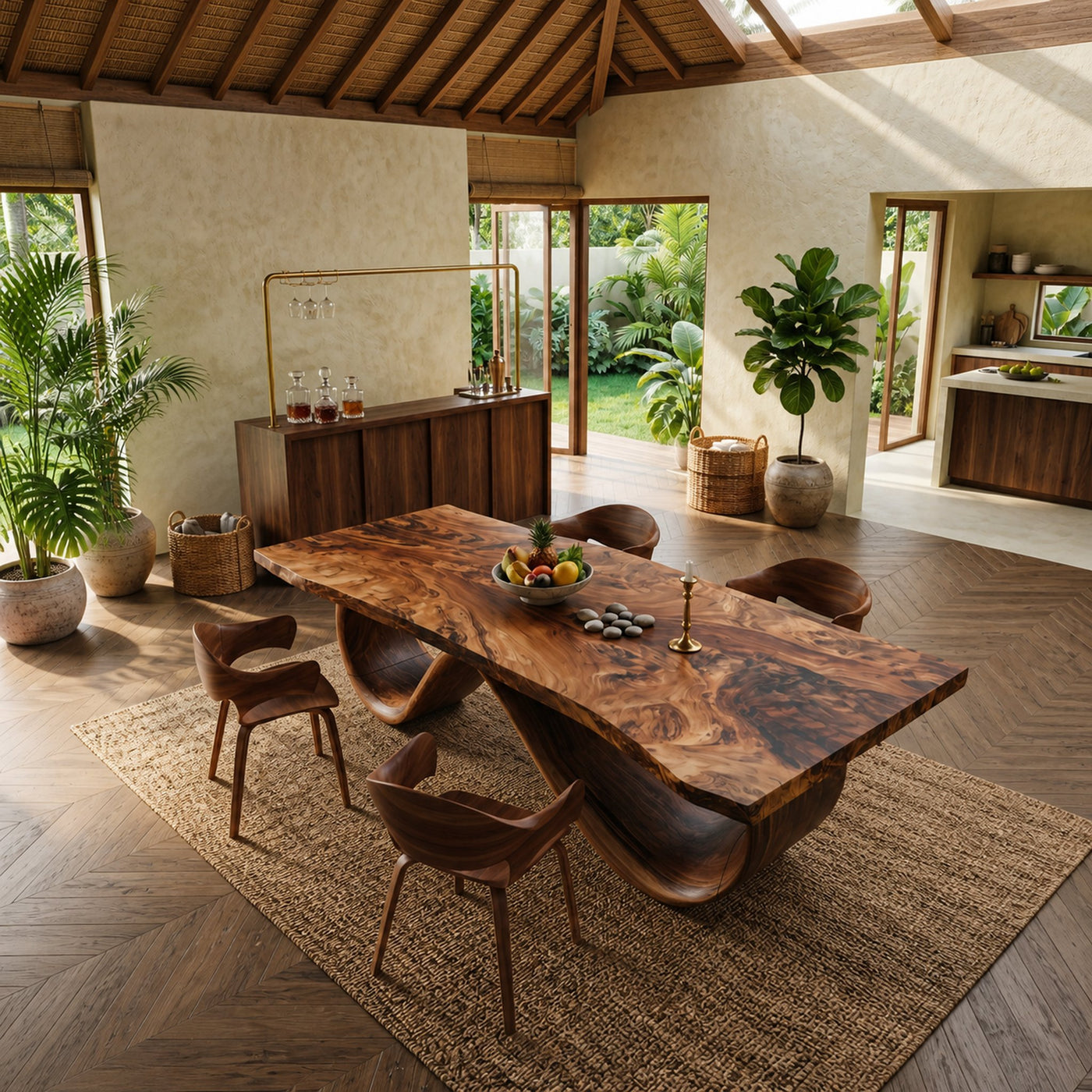 Contemporary Natural Edge Dining Table For Home Gathering - product view 2