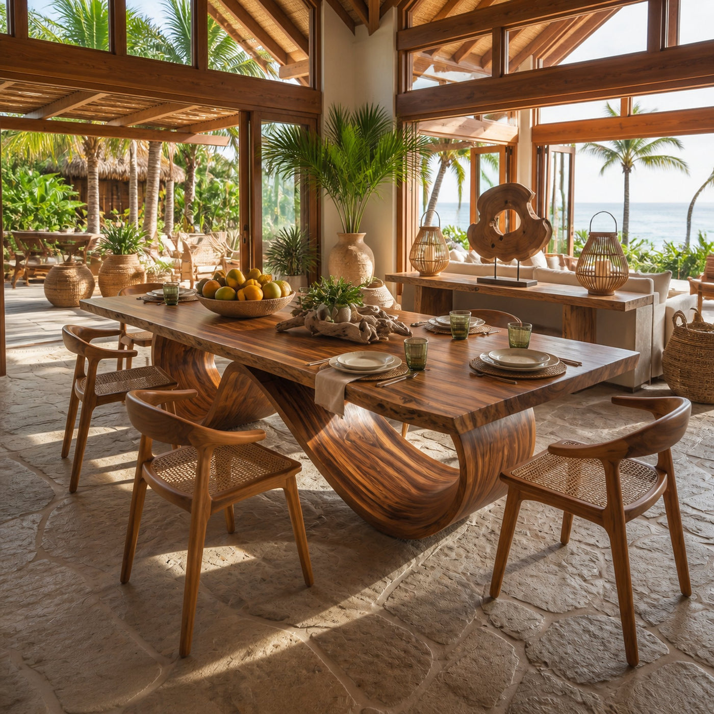 Contemporary Natural Edge Dining Table For Home Gathering - product view 3