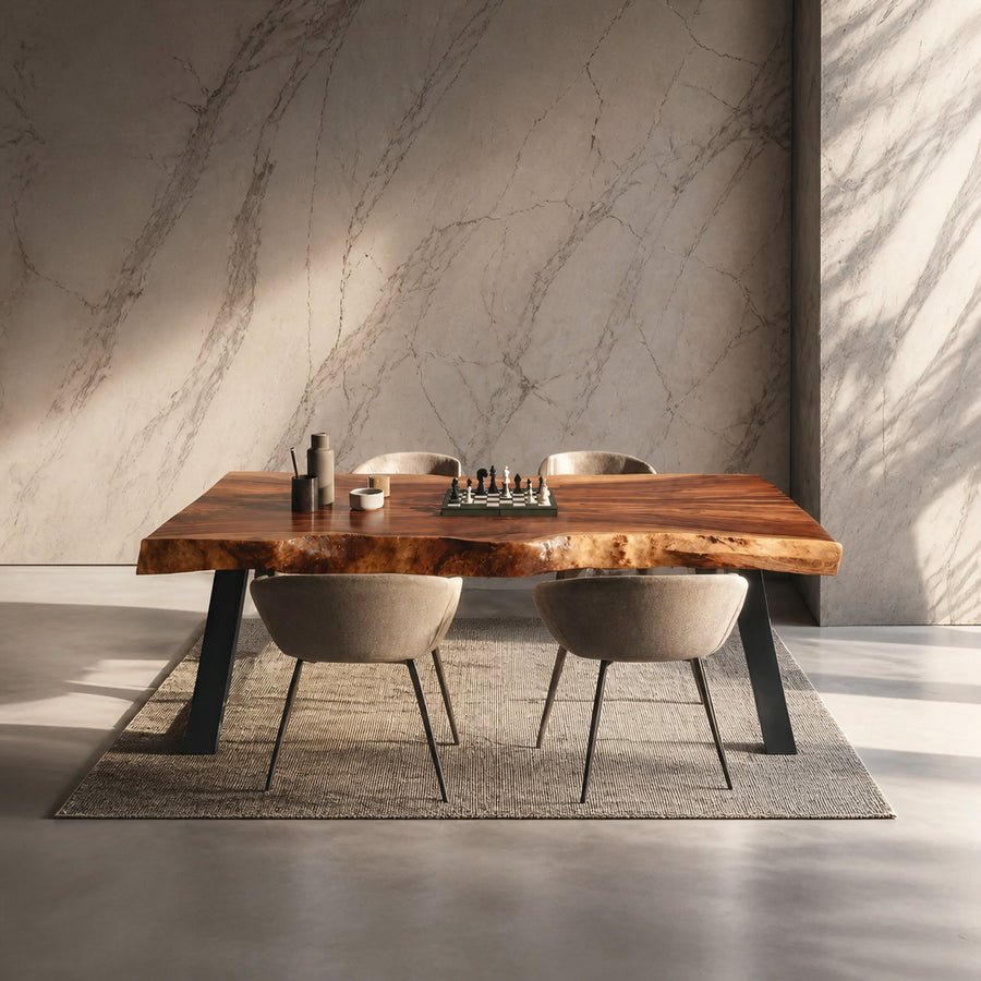 Dining Room Mid Century Live Edge Dining Table Retro Style