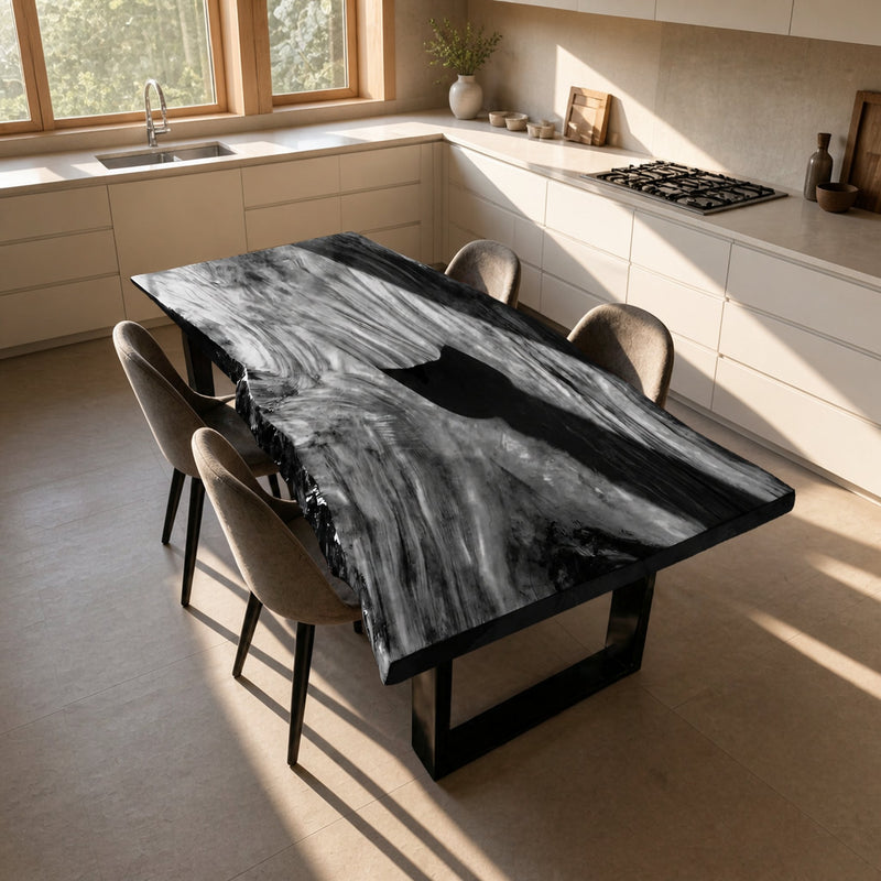 Riverline Duneside Live Edge Dining Table with Metal Legs