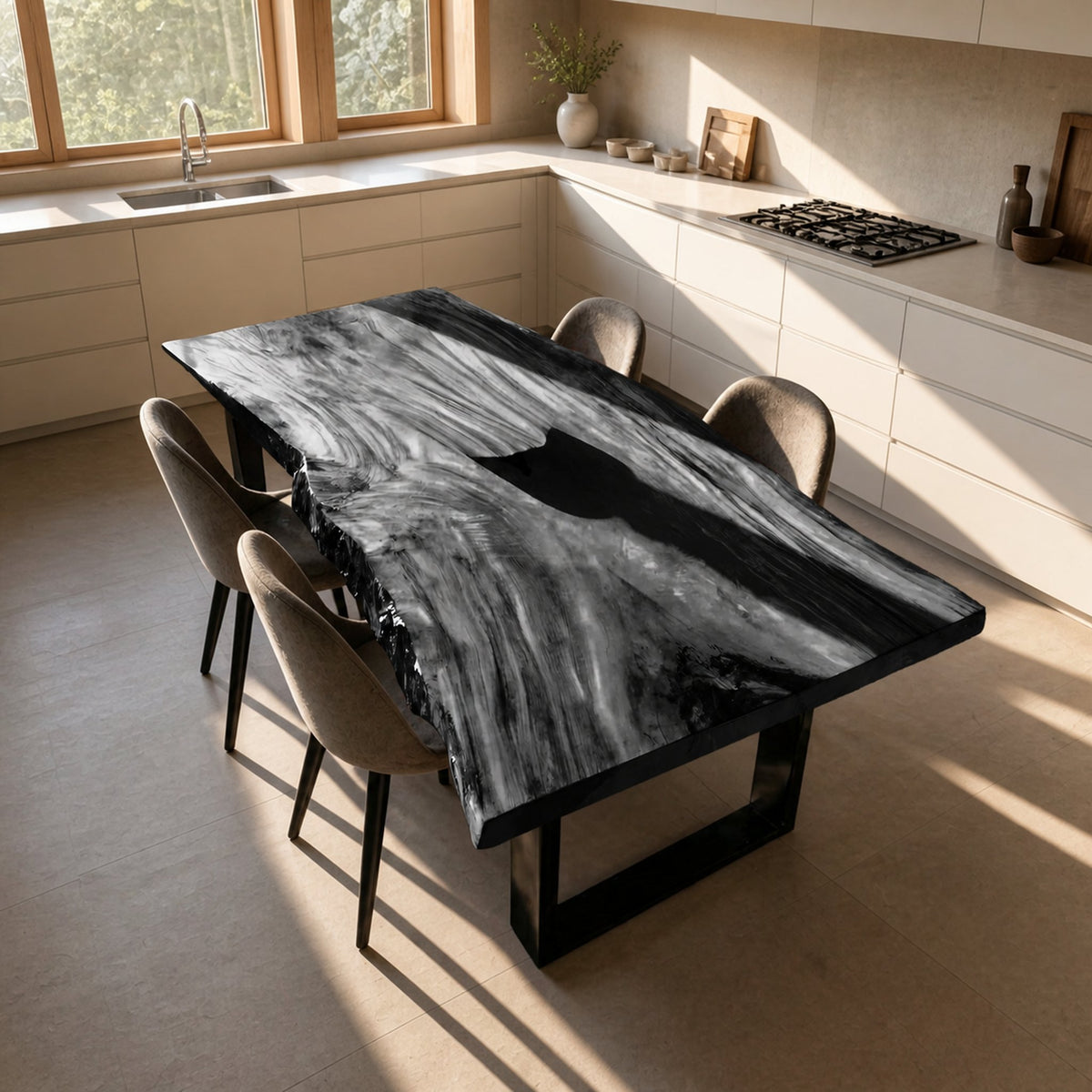 Riverline Duneside Live Edge Dining Table with Metal Legs - product view 4
