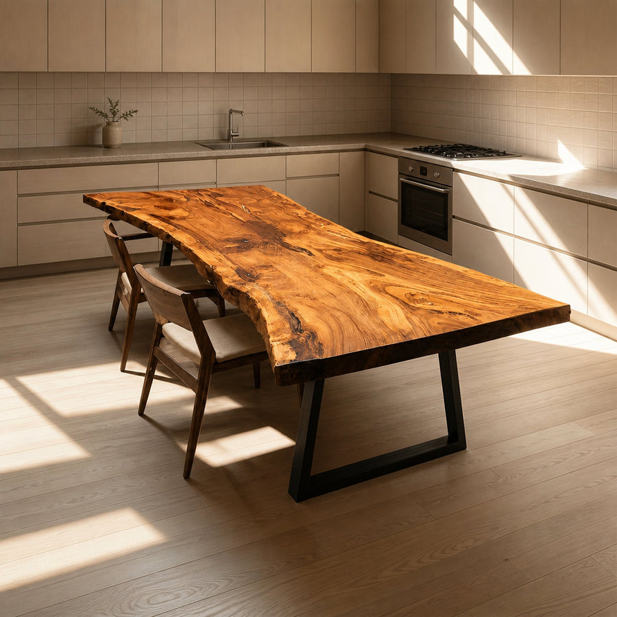 Furniture Decor Farmhouse Live Edge Dining Table Warm