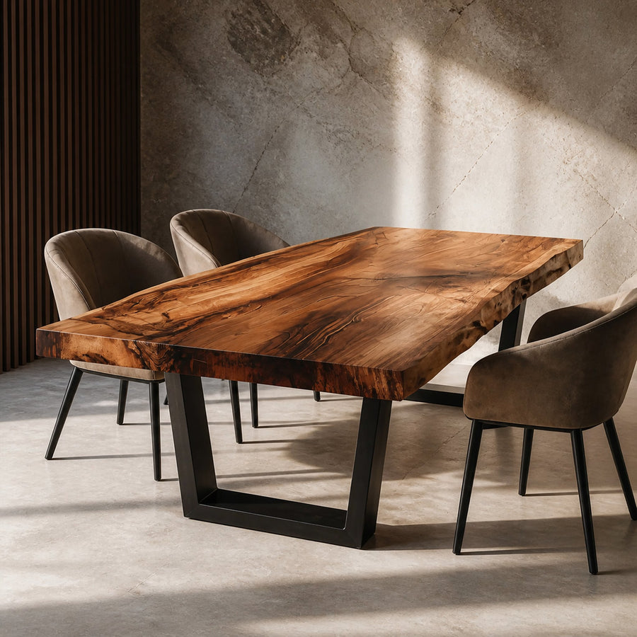 Furniture Decor Farmhouse Wooden Live Edge Dining Table Cozy
