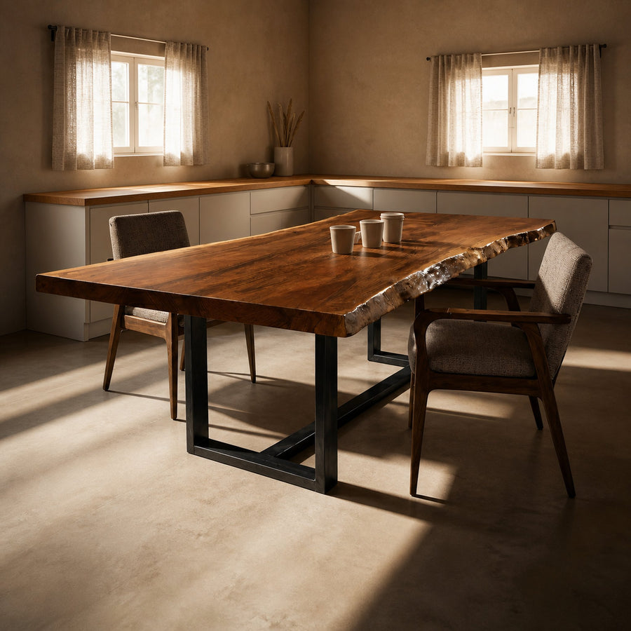 Furniture Decor Modern Live Edge Dining Table Clean Lines