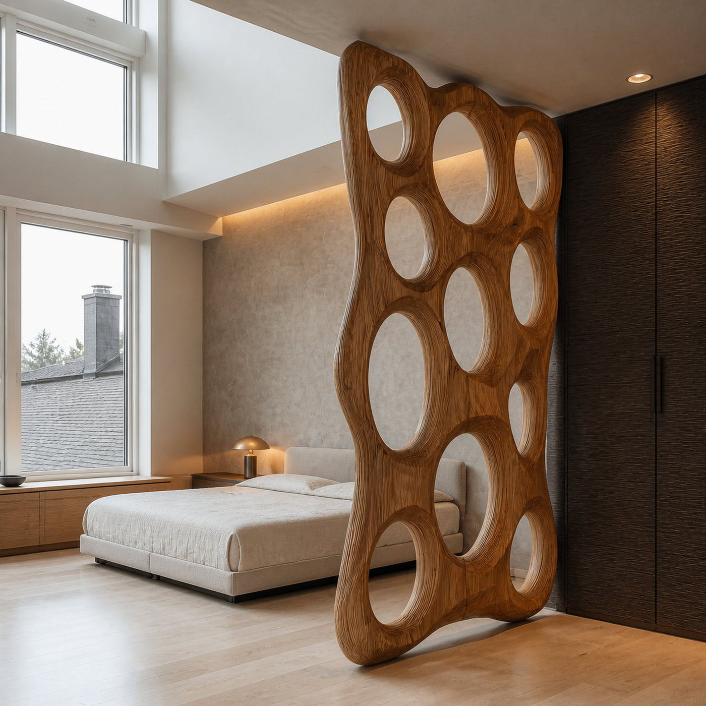 Handcrafted Room Divider Oval Sculpture For Bedroom
