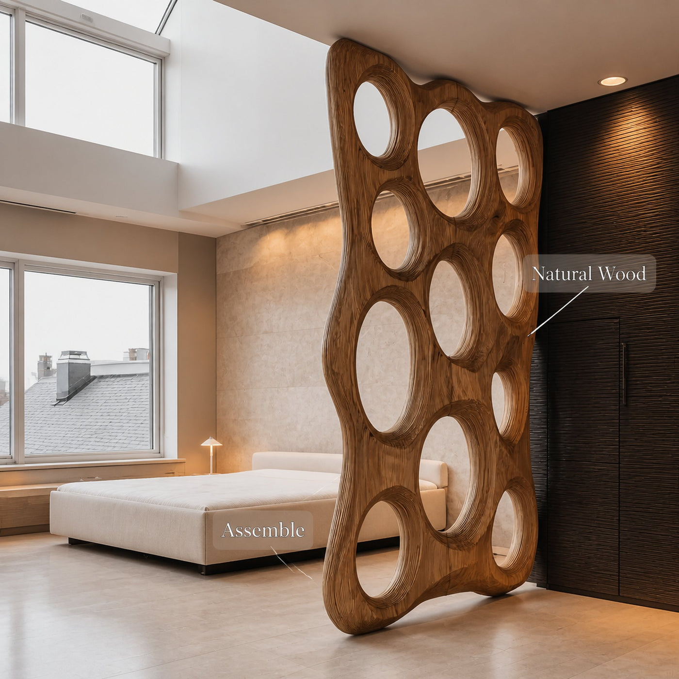 Handcrafted Room Divider Oval Sculpture For Bedroom - product view 5