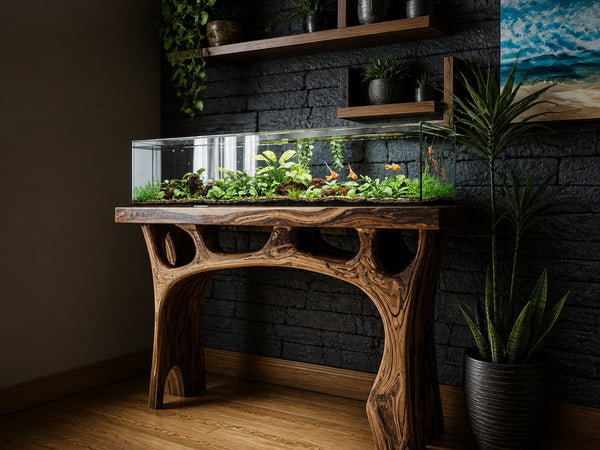 Handmade Coffee Table With Built-in Aquarium Design