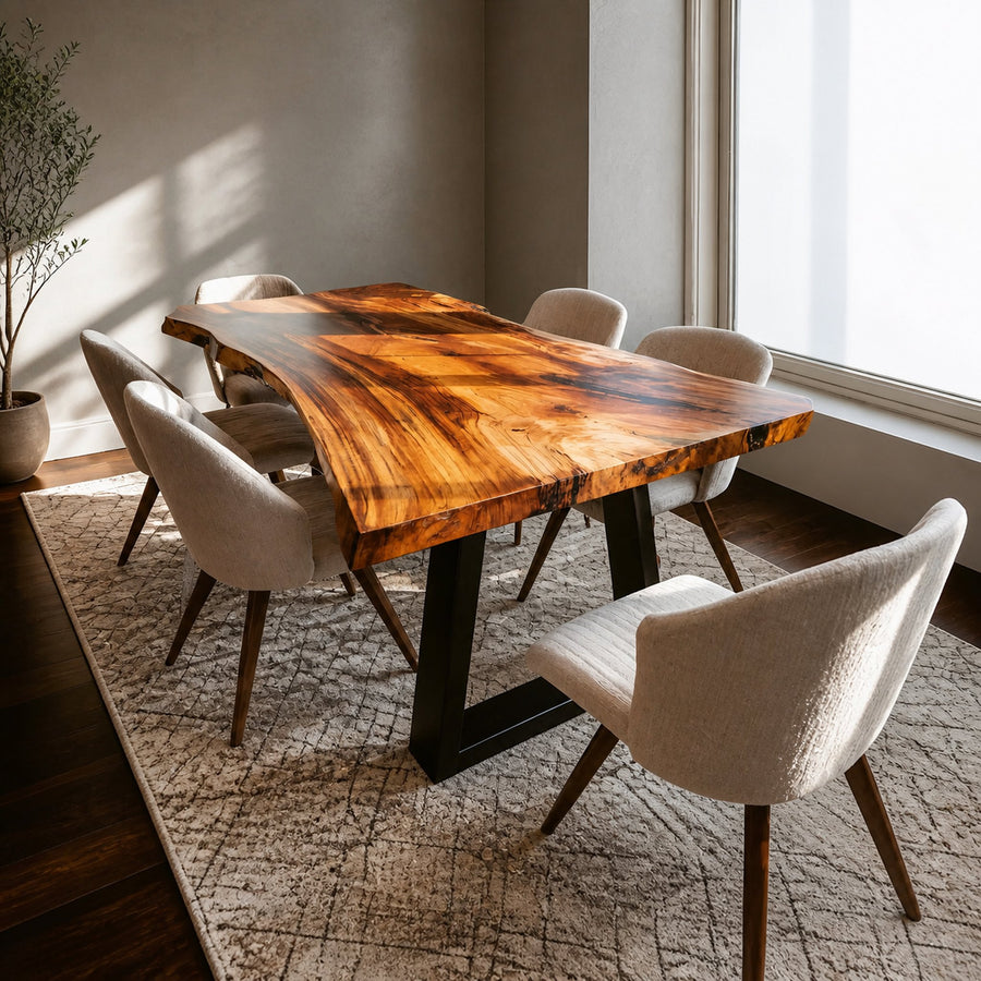 Kitchen Decor Handcrafted Solid Wood Dining Table Natural