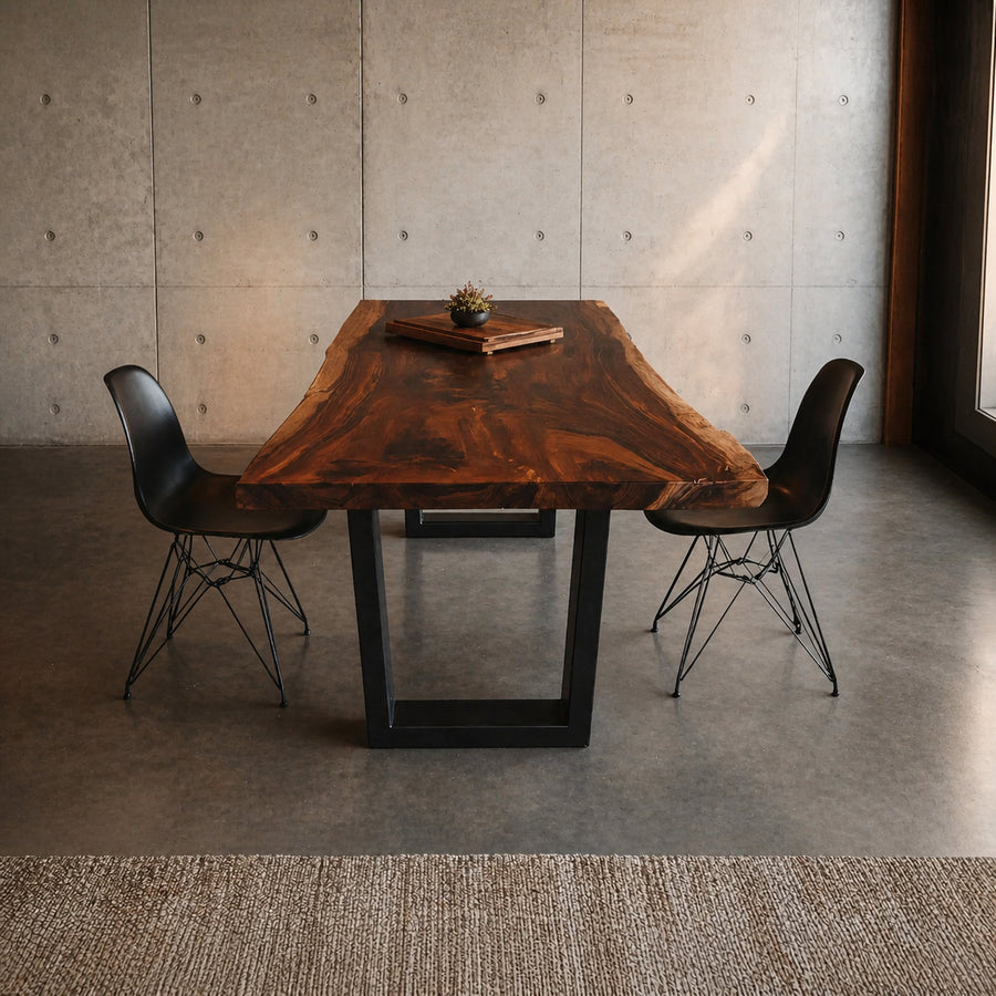Kitchen Decor Mid Century Wooden Live Edge Dining Table
