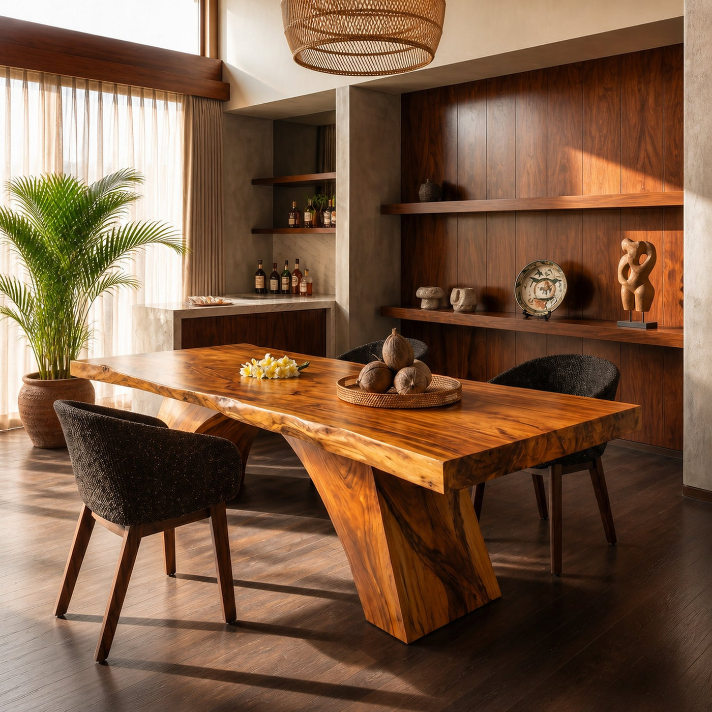 Mid Century Irregular Dining Table For Family Gathering Space